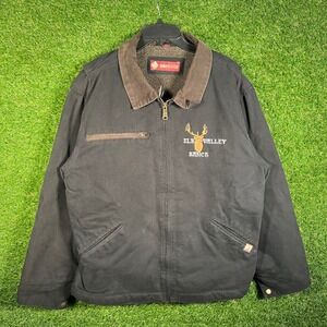 Dri-Duck Mens Black Canvas Sherpa Lined Work Jacket Elk Valley Ranch Large